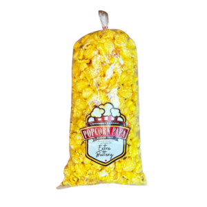 A bag of corn on the cob with a sticker.