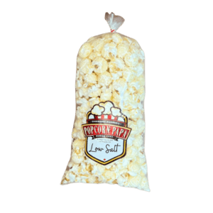 A bag of popcorn with the logo for low ball.