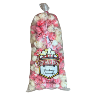 A bag of pink and white popcorn with Transparent background